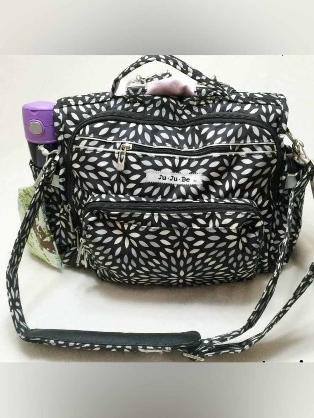 JuJuBe Convertible Baby Diaper Bag Backpack - Black/White/Gray